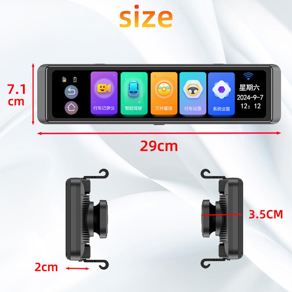 4-kanaals dashboardcamera voor auto, 360° panoramische bewaking voor links rechts en achter 4K 1080p 1080p 1080p met wifi ADAS BSD app 30,5 cm speciale spiegel