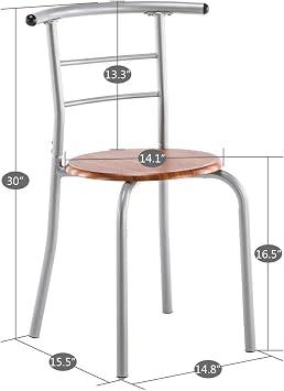 Lykos Modern PVC Breakfast Table One Table and Two Chairs Black Kitchen Furniture Set Cafe (Brown)