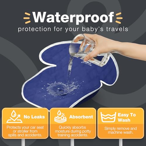 Image of Bear and Care - Potty Training Car Seat Protector - Waterproof Car Seat Liner - Piddle Pads for Stroller, Toddlers & Baby Carseat - Travel-Friendly Washable Liner Mat for Spills Leak (Blue, Pack of 2)
