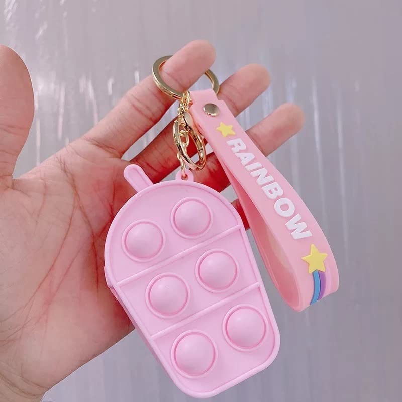Image of AUGEN Cute Pop It Coin Purse Pouch Keychain For Gifting With Key Ring Anti-Rust (Pack Of 1)