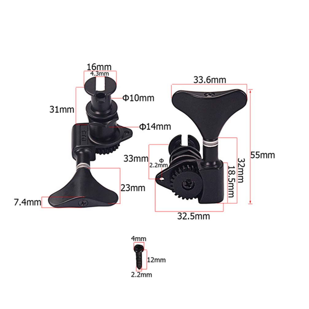 Milisten Gc117 2l 2r Bass Ukulele Tuning Pegs Locking Tuners for Guitar Nickel Machine Heads Set Ferrules Screws Perfect for Acoustic Ukulele Tuning