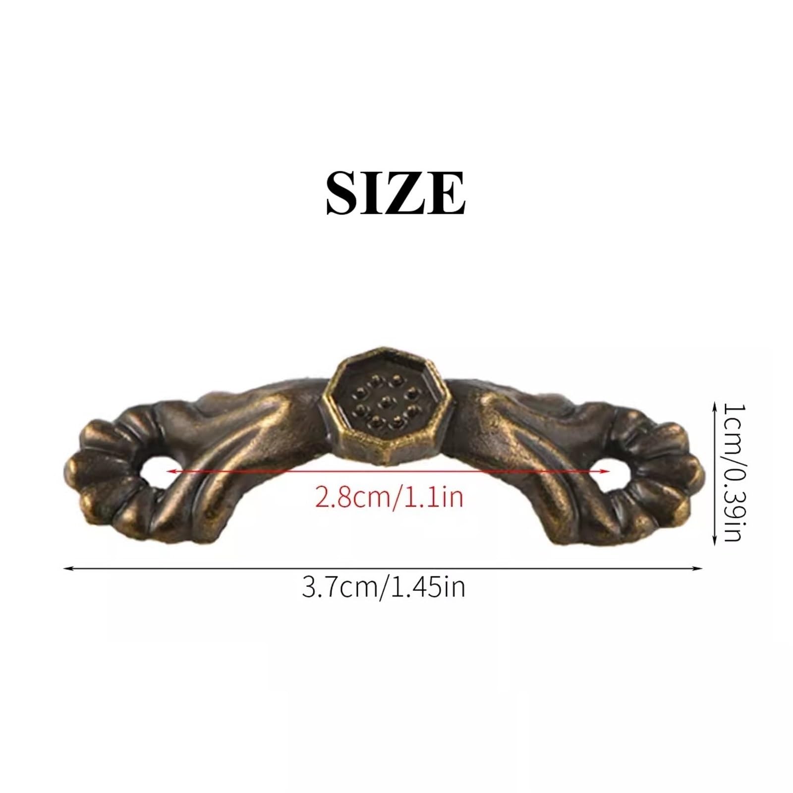 ZAANHA 10pcs Bronze Drawer Pulls 1.1 inch Hole Centers Vintage Decorative Handles Antique Floral Knobs for Furniture Wooden Case Chest