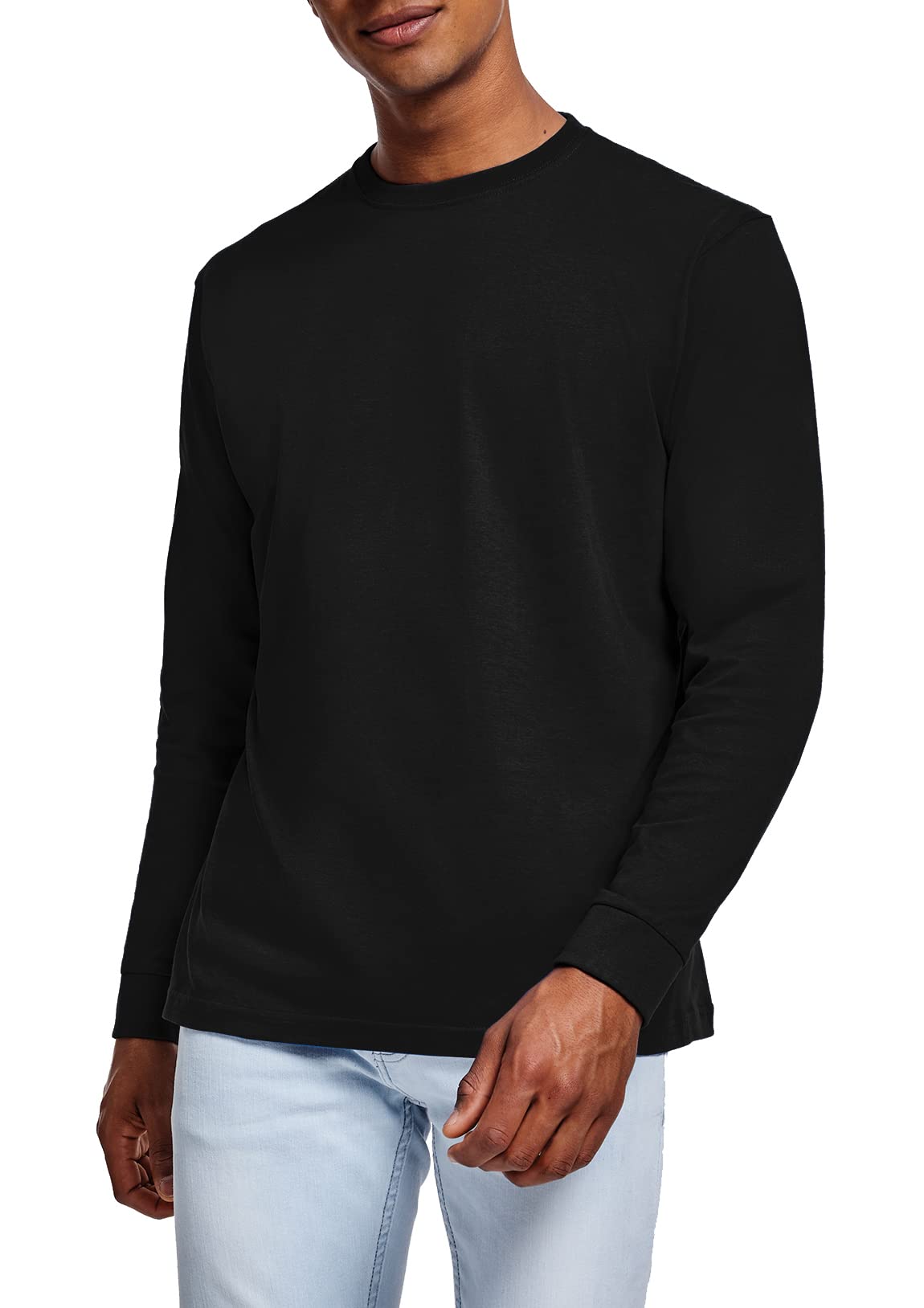 Pack 5 | Camisetas Manga Larga Hombre | 100% Algodón Punto Liso | Cuello Redondo