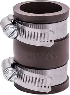 Fernco 1056-100 1-in. Flexible PVC Pipe Coupling for Plastic and Copper Plumbing Connections in Brown
