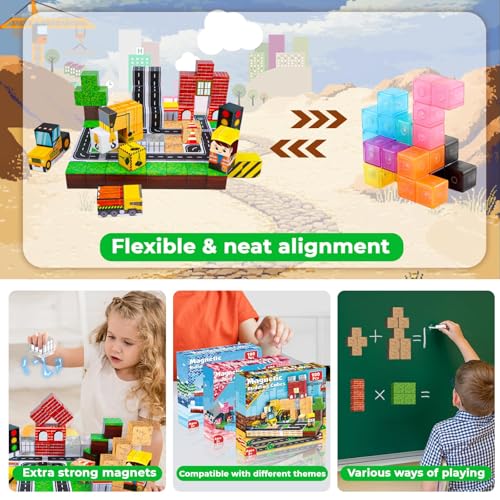 image for Annexfun Magnetic Blocks-100PCS Magnetic Building Blocks, Magnetic Blo