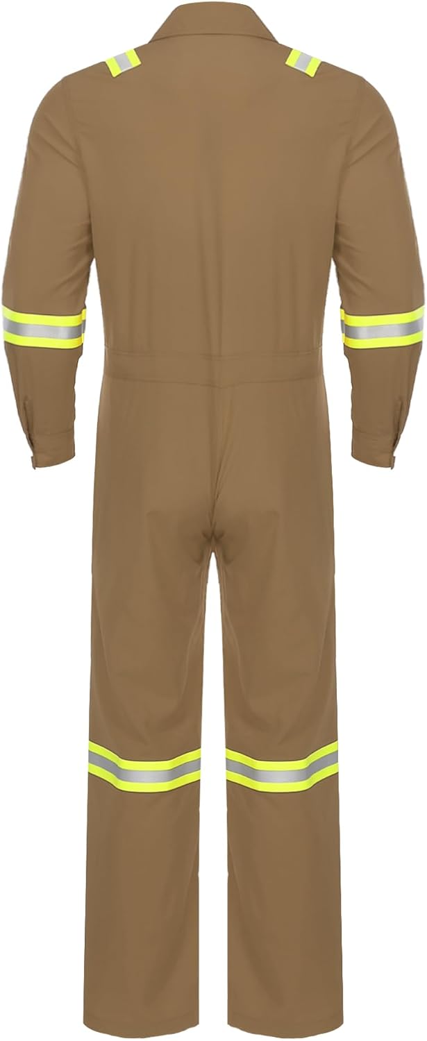 Alvivi Men's Work Overalls Hi Vis Coveralls Long Sleeve Mechanics Jumpsuit Reflective Safety Workwear