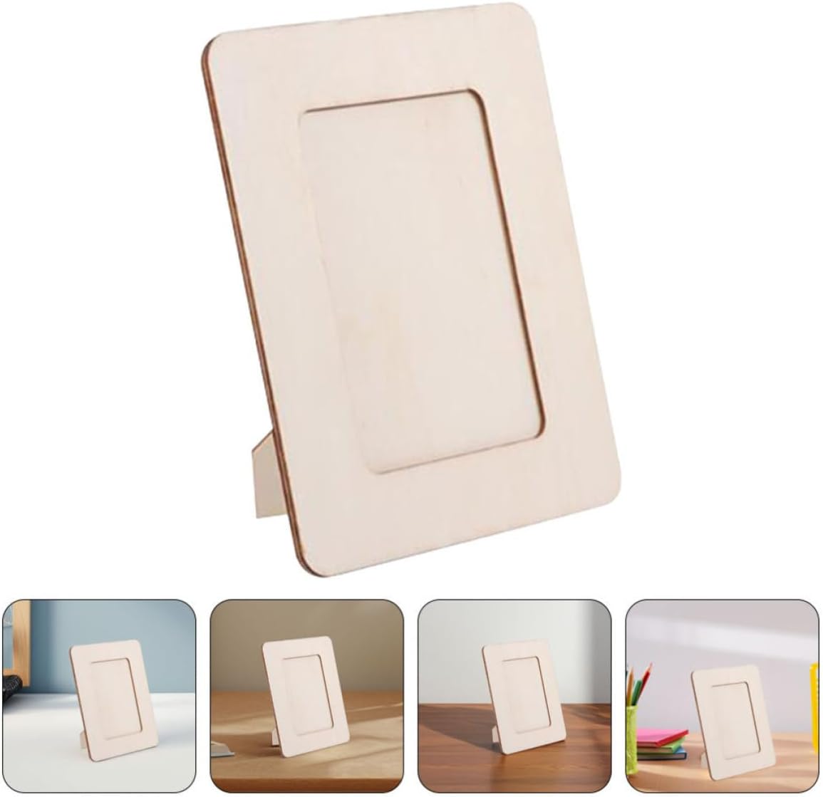 Alasum 2pcs Blank Wood Picture Frames with Stand for Kids DIY Crafts