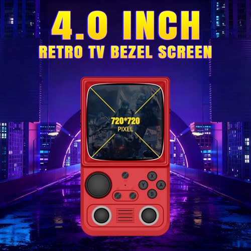Image of R36TMAX Upgraded Retro Handheld Game Console with 4000mAh Battery, 4.0'' IPS Screen, Retro Gaming Console with Portable Case, Supports WiFi Networked Fighting and OTG (128GB Red)