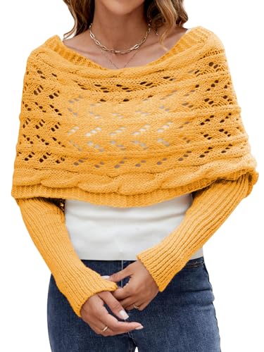 Wantonfy Bufanda Con Mangas Poncho de Punto para Mujer Manta Mantón Invierno