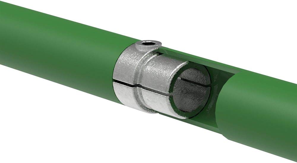 Fenau | element przedłużający/element łączący, wewnętrzny łącznik rurowy, Ø 33,7 mm, żeliwo ciągliwe galwanizowane, ocynkowane ogniowo, w zestawie śruby