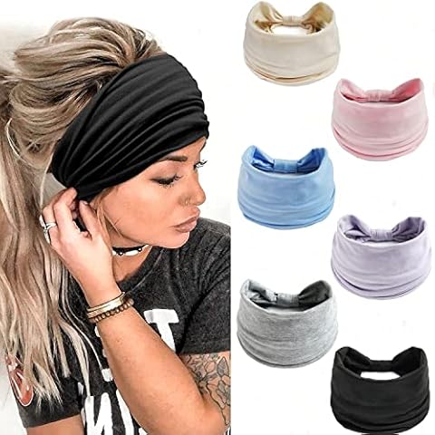 LadayPoa Stirnbänder Damen Frauen Breites Haarband Einfarbig Sport Yoga Kopfwickel Haarbänder Elastische Haarschmuck(6 Farben) Cover