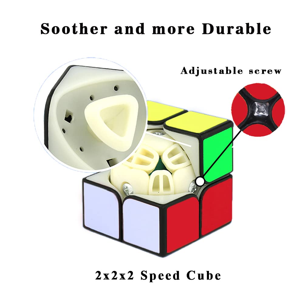 Cubo de velocidad 2x2, rompecabezas clásicos de cubo 2x2 de juguete (negro) 6