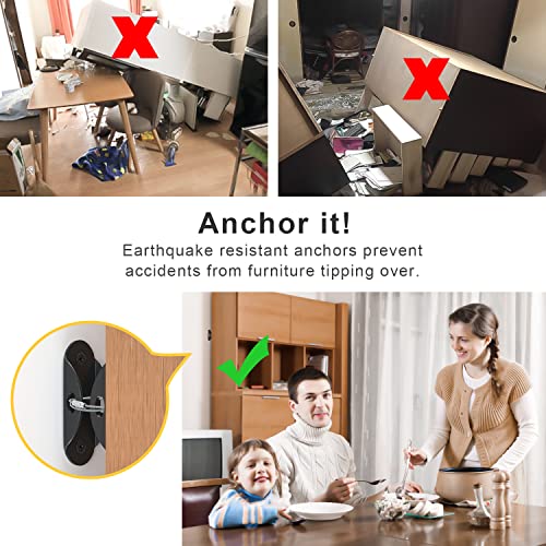 Furniture Anchors 10 Pack, Anti-Tip Earthquake Straps for Baby Proofing by Booda Brand - Used condition - Image 2