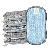 Surfela 6 Stück Spülschwamm Groß Putzschwamm Küchenschwamm Waschbar, 15×9×2cm Schwämme Küche, Spülschwamm Nachhaltig Mikrofaser Doppelseitenschwämme Topfreiniger für Geschirr, Küche, Bad, Glas
