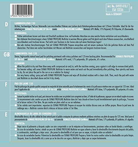 SONAX LammwollPad 133 (1 Stück) dichtes, hochqualitatives Fell zur Verarbeitung von Schleifpolituren und -pasten | Art-Nr. 04931410