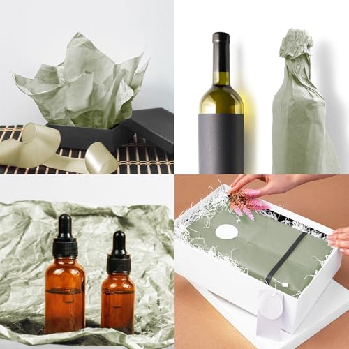 Image of 120 Sheets 20 inchX14 inch Sage Green Tissue Paper for Gift Bags Wrapping, Art Tissue Paper Bulk for Holiday Birthday Party Crafts Decoration (Sage Green)