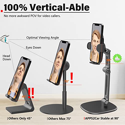 Phone Stand For Desk [No Dropping Stable Triple-Clamp Holder] Adjustable Height 360 Degree Rotation Heavy Base Thick Case Friendly, Apps2Car Multifunctional Cell Phones Stand For Iphone Android Phones #TOP3