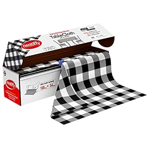 Neatiffy Disposable Plastic Table Cloth Roll | 54 in x 108 Ft Waterproof Tablecloth | Table Cover for Rectangle, Square, Round Oval Tables | Picnic, Party, Banquet, Birthdays, Weddings, BlackCheckered Neatiffy Disposable Plastic Table Cloth Roll 54 in x 108 Ft Waterproof Tablecloth Table Cover for Rectangle Square Round Oval Tables Picnic Party Banquet Birthdays Weddings BlackCheckered