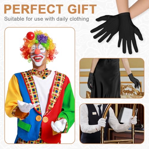 Aomig Handschuhe Damen Herren Kostüm-Handschuhe Zubehör Etiquette-Genähte Handschuhe & Fäustlinge für Formelle Smokings Karneval Weihnachten Polizei Parade Maskerade Cosplay Schmuckinspektion(Schwarz)
