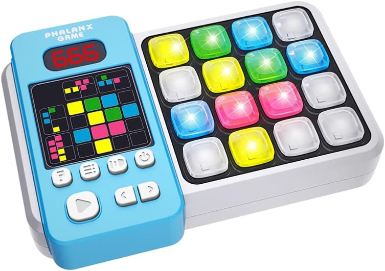 Interactive Memory Game, Blue Electronic Educational Logic Puzzle with LED Display, Multiple Game Modes for Kids