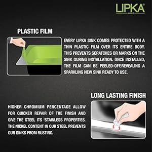 LIPKA 304-Grade Stainless Steel – Round Single Bowl Kitchen Sink (20”x17”x8”) | Glossy Finish with Waste Pipe & Sink Coupling