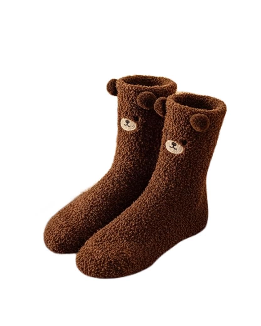 ecurfu Women’s Cute Bear Furry Socks | Ultra Soft Warm Fuzzy Winter Socks | Cozy Sleeping & Home Wear Socks for Girls/Women-picture-38