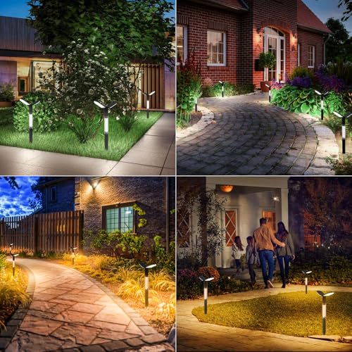 EMANER Solar Stake Yard Lights Outdoor, H27“ 2000LM Solar Walkway Lights Warm Cool White Driveway Light 3000K & 6500K, Dusk to Dawn Stay On Solar Powered Flood Light for Garden Pathway (1Pack) by EMANER - Image 7