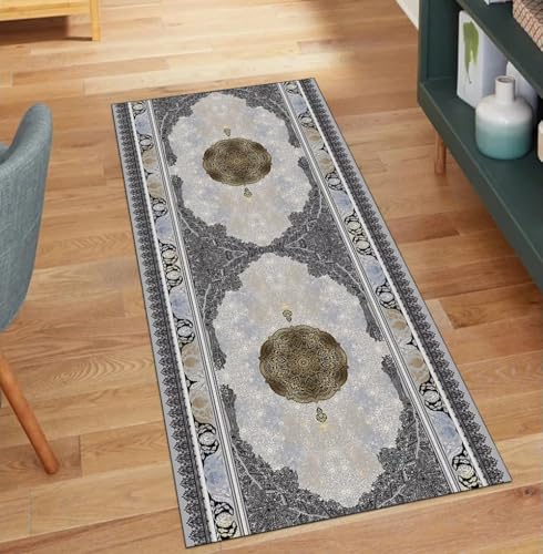 Alfombra pasillo lavable 110x180 cm gris para cocina y dormitorio 2