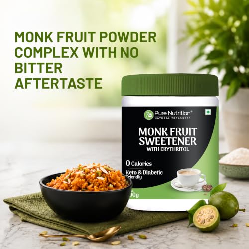 Image of Pure Nutrition Monk Fruit Powder with Erythritol 400g | MonkFruit Powder Complex I Sugar Replacer I MonkFruit Sugar Extract For Cooking & Baking | Keto & Diabetic Friendly | Natural Sugar Alternative for Baking & Drinks