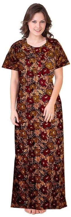 Image of Nighty for Women Cotton Printed Maxi Gown Ankle Length Nighty Night Dress Gown for Women Maxi - (Pack of 2)