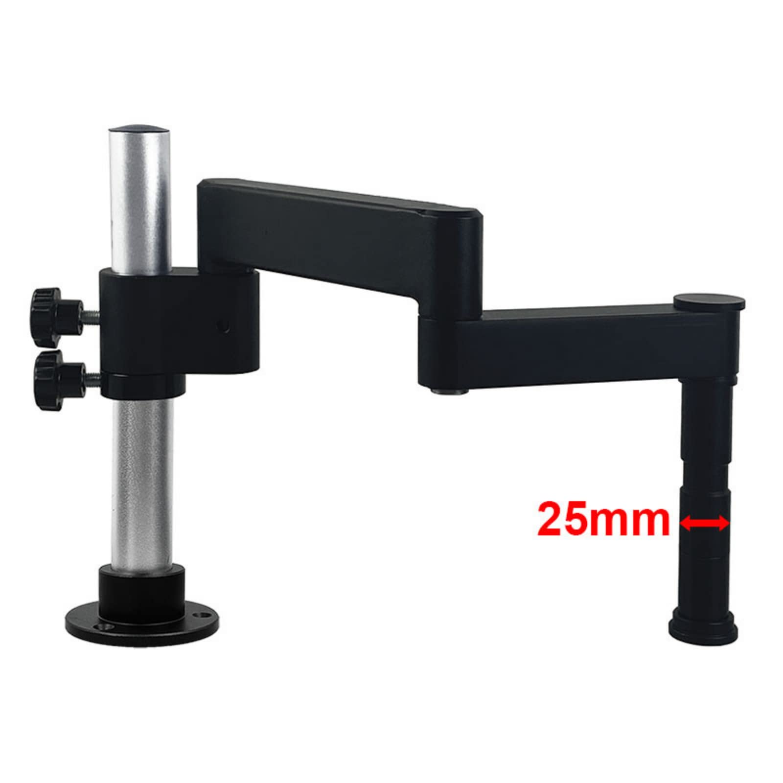Microscope Articulating Arm Stand, 360° Rotatable Universal Clamp Microscope Stand, for Stereo Trinocular Professional Microscope HDMI Camera Phone Soldering Repair Tools (25mm No Clamp)