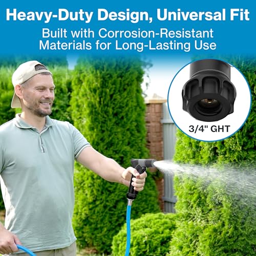 Image of Aquor Utility Spray Nozzle - Heavy-Duty Garden Hose Nozzle with Dual Flow Control, Adjustable Jet to Cone Spray, Water Hose Sprayer for Lawn, Car Wash, Dog Wash, Cleaning, and Gardening - Jet Black