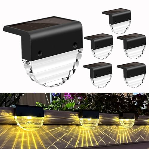 Luces Solares para Exterior, 6 Piezas Luces LED para Caminos, 2 Modos LED Blanco Cálido/Color, IP65 Impermeable Luz Solar Jardín, Lámpara Solar para vallas, Terrazas, Escaleras, Decoraciones de Jardín