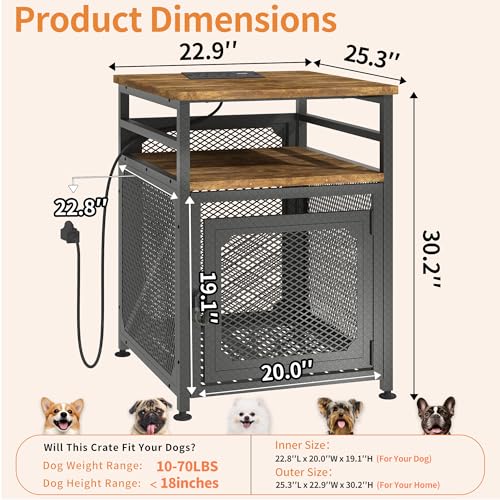 Dog Kennel Furniture, Wooden Dog Crate End Table, Heavy Duty Dog Crate, Decorative Pet Crate Dog Cage Thick Iron Wire Chew-Proof Steel-Tube Dog Cage, Indoor Pet Crate End Table with Pet Mat - Image 6