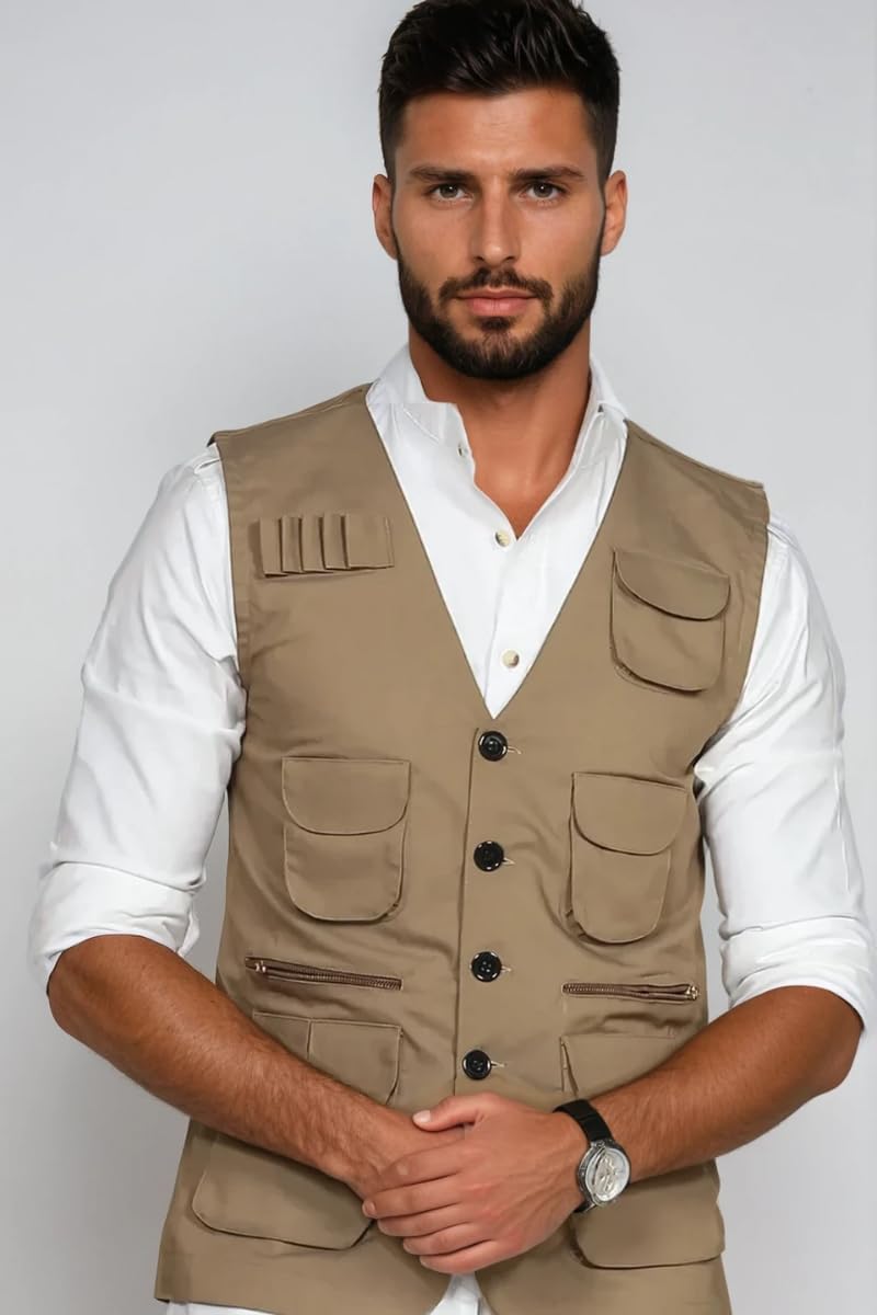 SAINLY Men's Royal Hunter Half Jodhpuri khaki Jacket For Marriage Functions Festivals Men Jacket