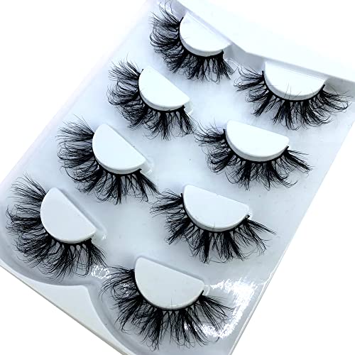 Hbzgtlad 4 Pairs 25 Mm 3D Mink Lashes Bulk Faux With Custom Box Wispy Natural Mink Lashes Pack Short Wholesales Natural False Eyelashes (Rd-10) #TOP14