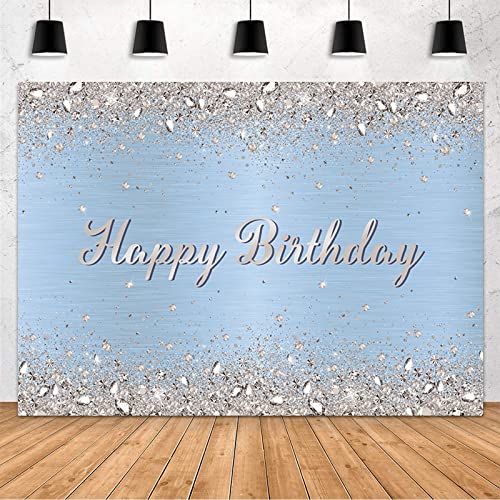 Décoration Happy Birthday grand format avec diamant argenté brillant pour photobooth