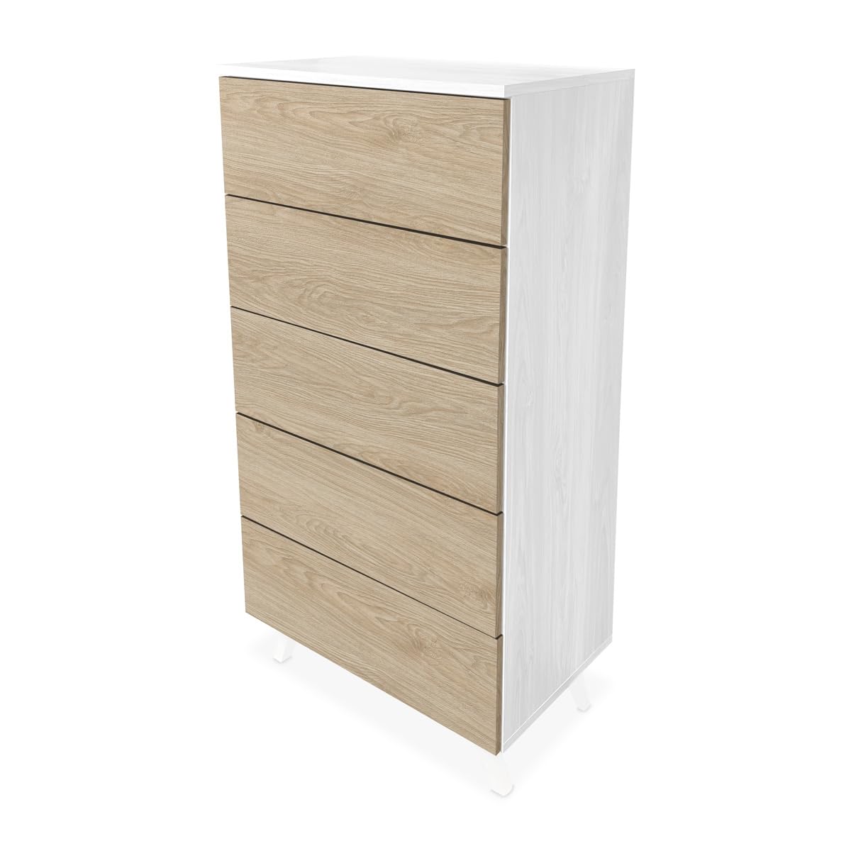 Somnia Descanso - Sinfonier con 5 Cajones y con Patas, Cómoda Cajonera Dormitorio Modelo Elda, Colores Andersen-Roble, Medidas: 60 cm Ancho x 118,5 cm Alto x 37,8 cm Fondo