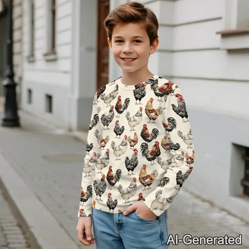 Image of Renewold Boys Girls Tees Kids T-Shirt Long Sleeve Crewneck T Shirts Casual Athletic Tops Clothing for Home School Travel
