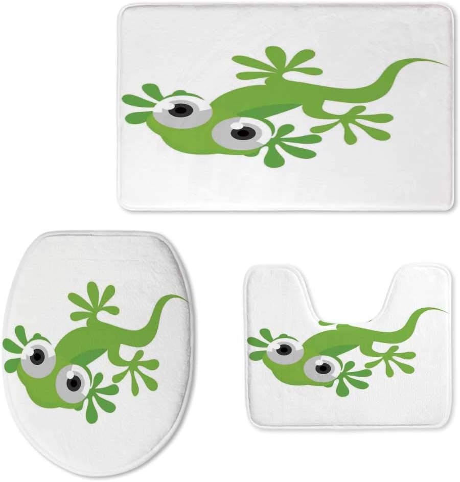 Reptile Bathroom Rug Mats Set 3 Piece Toilet Carpet Rugs