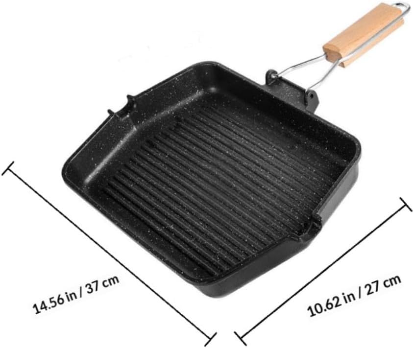 Non-stick Smokeless Grill Pan for Indoor and Outdoor Bbq, Square Maifan Stone Coated Frying Pan Compatible with Induction Cookers, Black Kitchen Cookware for Meat Roasting