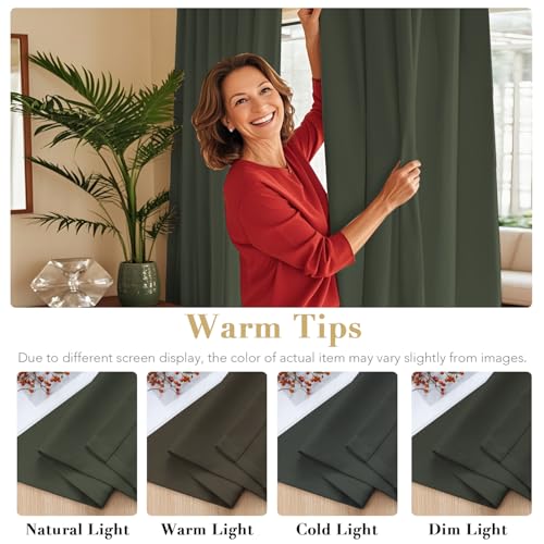 Image of H.VERSAILTEX Blackout Curtains Thermal Insulated Window Treatment Panels Room Darkening Blackout Drapes for Living Room Back Tab /Rod Pocket Bedroom Draperies (2 Panels, Olive, 42 x 84 Inch)