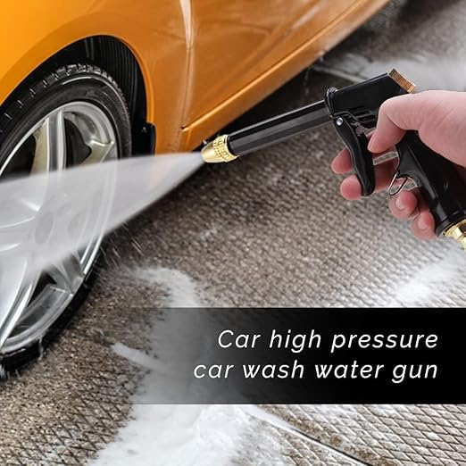 Image of Mini High Pressure Water Spray Gun Nozzle - Metal & Rubber Trigger Jet for Car Wash, Bike Cleaning, Gardening & Multipurpose Home Use (Black) (Water Spray Gun)