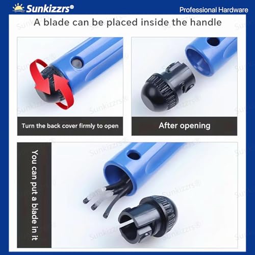 Image of Sunkizzrs Deburring Tool Kit with 10-Pcs Rotary Deburr Blades -Metal Cutter for Resin Art /Plastic /Aluminum -Hand Rotary Pipe Deburring Cutter -AC Tools with Anti-Slip Handle & Precision Edge