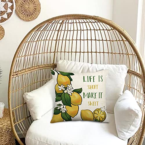 Anydesign Lemon Pillow Covers Summer Lemonade Gnome Throw Pillow Cases Rustic Polka Dots Stripe Truck Decorative Cushion Case For Holiday Indoor Outdoor Farmhouse Sofa Home, 18 X 18 Inch, 4 Pack #TOP3