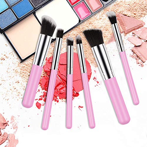 Make Up Brush, 10 Piece Soft Pink Makeup Brushes Set Portable Kabuki Liquid Cream Brushes With Cruelty-Free Synthetic Fiber Bristles Beauty Tools… #TOP6