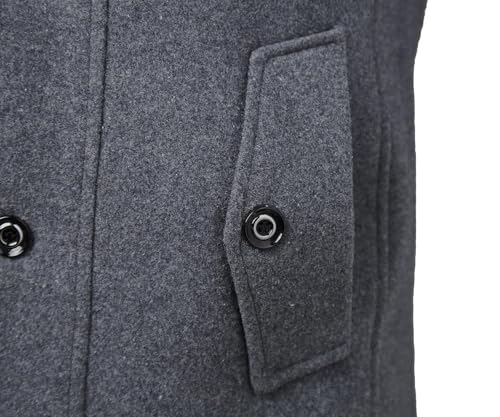 Image of APTRO Men's Pea Coat Wool Jacket Single Breasted Winter Coat Military Coat 1108 Light Gray M
