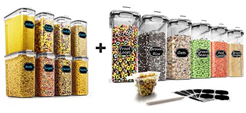Wildone 8pcs Airtight Storage Containers and 6pcs Cereal Storage Containers