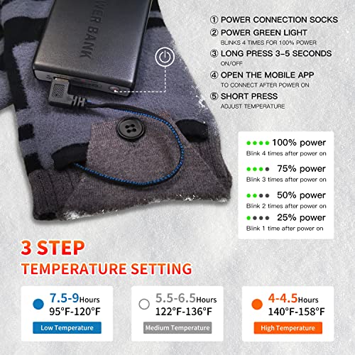 Yahava Electric Heated Socks For Men Women 5000Mah Rechargeable Battery Heated Socks With App Remote Control Washable Feet Warmer Socks For Winter Hunting-Black #TOP2