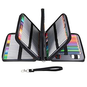 BTSKY PU leer 200 invoegen Super grote capaciteit multi-layer studenten gekleurde potlood wrap opbergkoffer tas zakje…